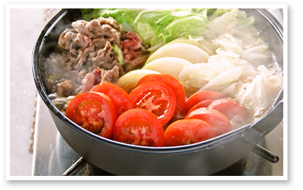 いわき愛菜トマトで作る!ジューシートマトすき焼き