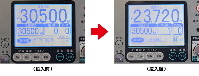 篩投入前後のkg数